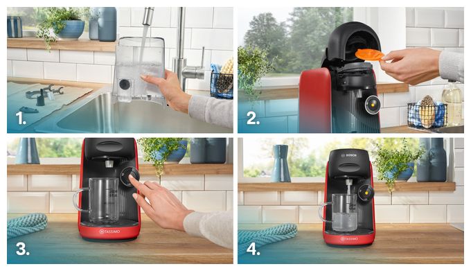 Kaffeekapsel Maschine  TAS163E Tassimo Finesse (Schwarz, Rot) 