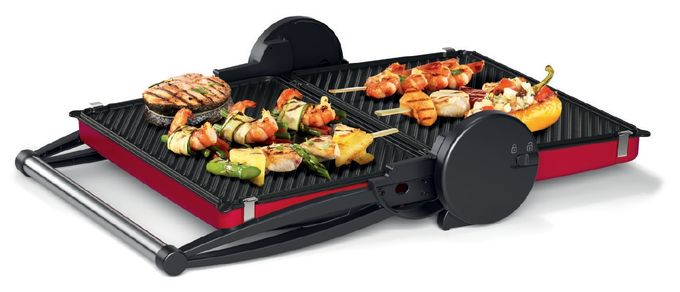 2000 W mit 328 x 238 mm Fläche  TCG4104 Kontaktgrill (Rot) 