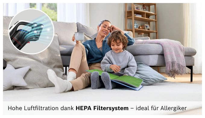 Handstaubsauger Beutellos bis 60 min Laufzeit 18 V HEPA  Unlimited 9 BKS931BA (Weiß) 