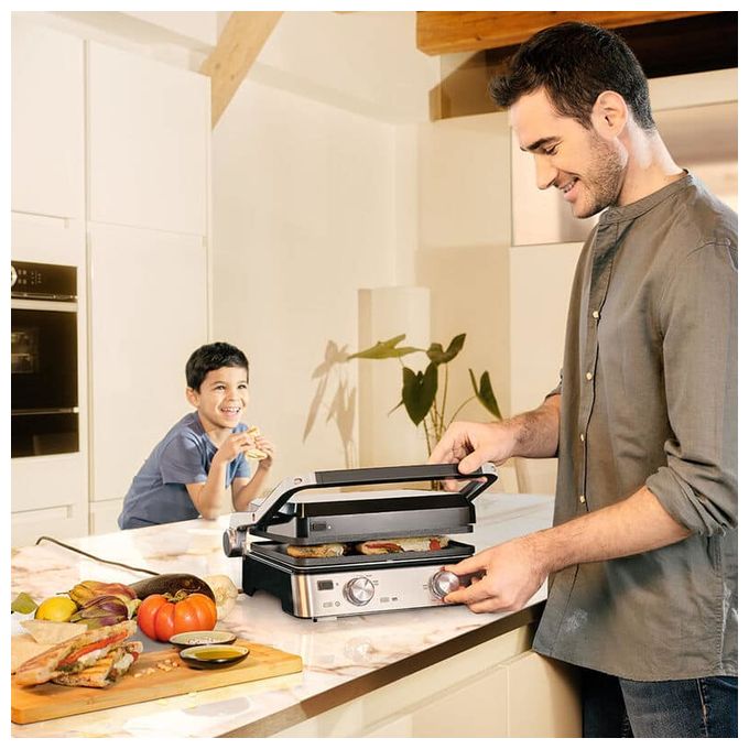 2000 W mit 290 x 230 mm Fläche  CG7020 Kontaktgrill (Schwarz, Edelstahl) 