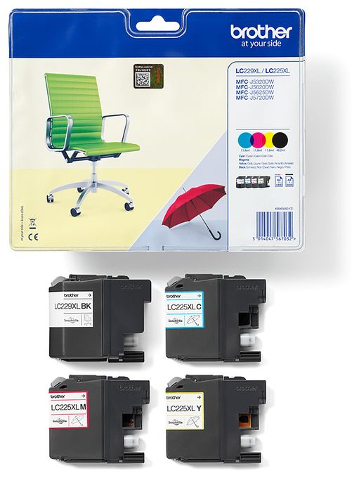 originale Druckerpatronen Schwarz, Cyan, Magenta, Gelb 2400 Seiten LC-229XLVALBP 