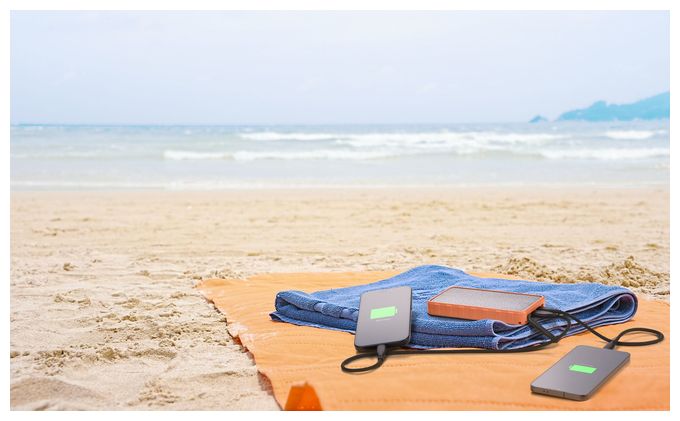10000 mAh Powerbank USB Typ-C  Solar (Orange) 