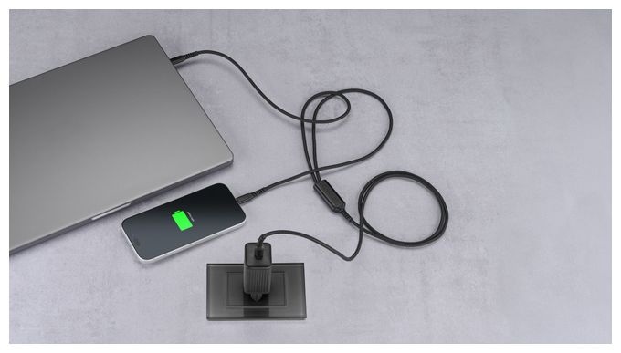 Stecker Rundkabel USB C auf 2 x USB C bis 120 W 1,5 m  Twin Charge Cable (Schwarz) 