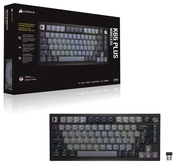 Gaming Tastatur RF kabellos + USB  K65 Plus Wireless (Schwarz) 
