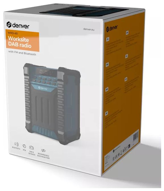 Bluetooth DAB, DAB+, FM Radio Tragbar Spritzwassergeschützt IP54  WRD-60 (Schwarz, Blau) 