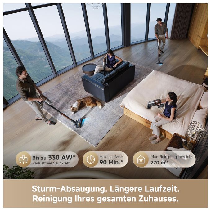 Handstaubsauger Beutellos bis 90 min Laufzeit  V30 (Schwarz) 