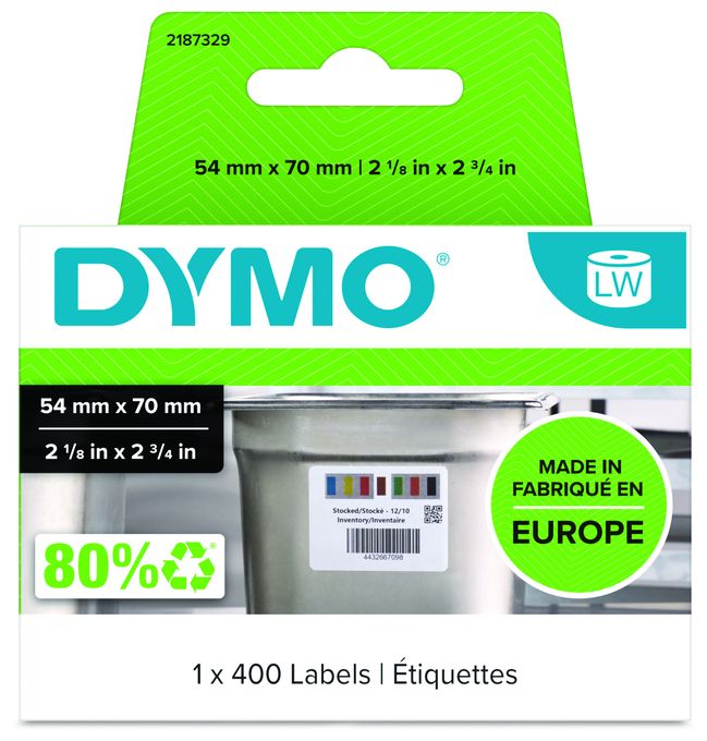 DYMO Original LabelWriter Etiketten für Lagerbewegungen | 54 mm x 70 mm | Farbcodierte Etiketten für die Vorratsrotation in der Großküche an | 400 Etiketten | für LabelWriter-Beschriftungsgerät 