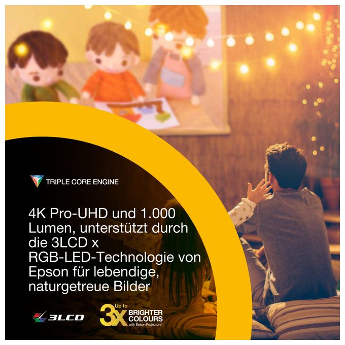 4K (4096x2400) 3LCD LED Standard Throw-Projektor 1000 ANSI Lumen (Schwarz, Eiche, Silber) EF-72 