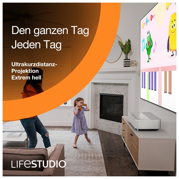 UHD 4K (3840x2160) 3LCD Laser Ultra-Short-Throw-Projektor 3600 ANSI Lumen  EH-LS670 Lifestudio Grand (Weiß) 