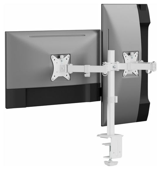 17"-32" Gelenk-Dual-Monitor-Tischhalterung, Weiß 