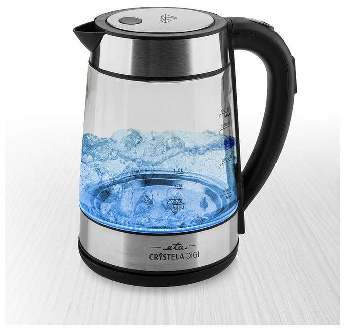 1,7 l Wasserkocher 2200 W (Schwarz, Transparent) Crystela Digi 