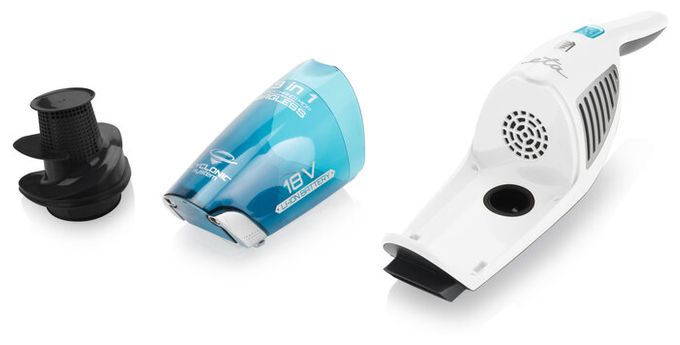 Handstaubsauger Beutellos bis 50 min Laufzeit 18 V HEPA (Schwarz, Blau, Transparent, Weiß) Moneto Aqua Plus 