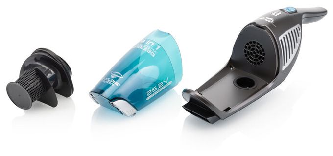 Handstaubsauger mit Staubbeutel bis 60 min Laufzeit 25,2 V HEPA  Moneto Aqua Plus (Schwarz, Grau) 