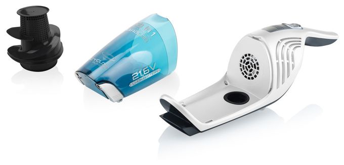 Handstaubsauger Beutellos bis 50 min Laufzeit 21,6 V HEPA  Moneto II Aqua Plus (Blau, Weiß) 