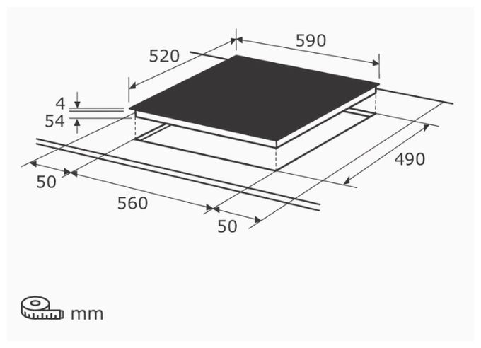 59 cm Induktions Kochfeld/Herdplatte 4 Zone(n) EKI600-F-490 autarkes 