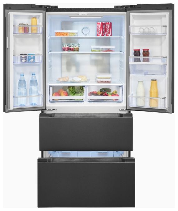 Side-by-Side Kühl-/ Gefrierkombination French Door 323 l / 183 l 307 kWh NoFrost 1830 mm x 836 mm  FD490-160-WS-202E (Grau) 