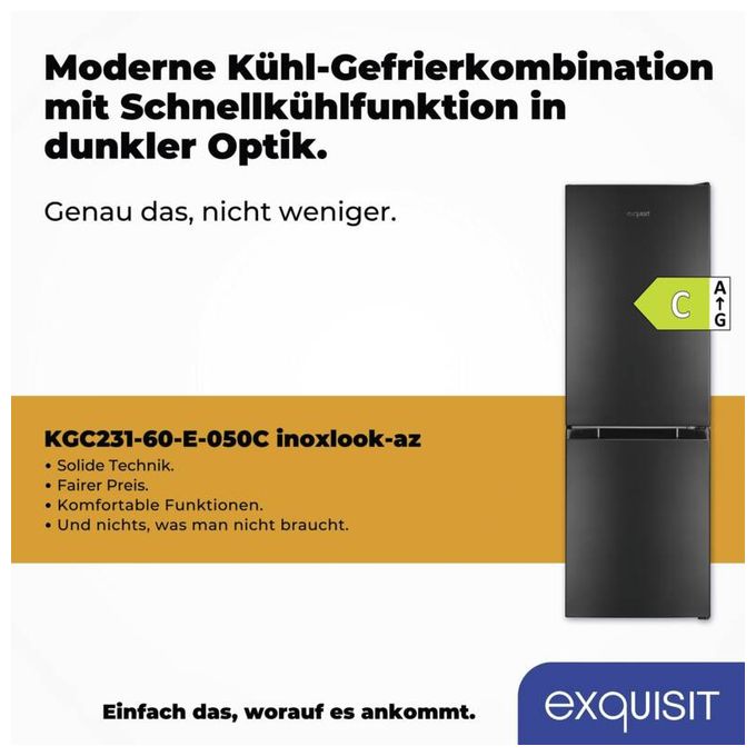109 l / 48 l Kühl-Gefrierkombi freistehend 121 kWh Jahr  KGC231-60-E-050C (Anthrazit) 