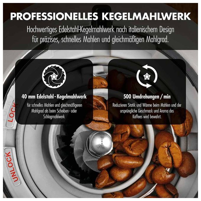 Kaffeemühle für 300 g 150 W (Schwarz, Transparent) 42644 Pro Touch 30 