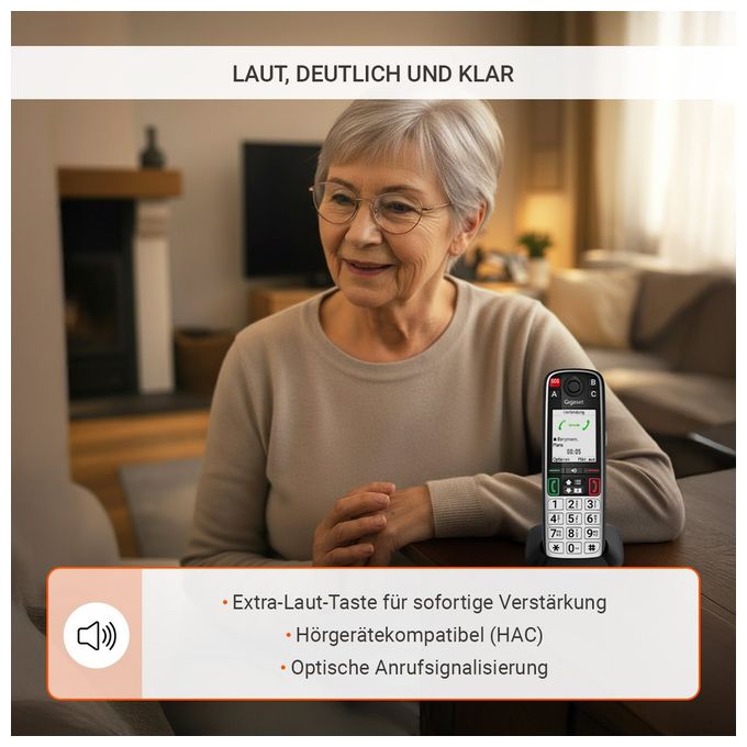 Analoges/DECT-Telefon  Easy 500 (Schwarz, Silber) 