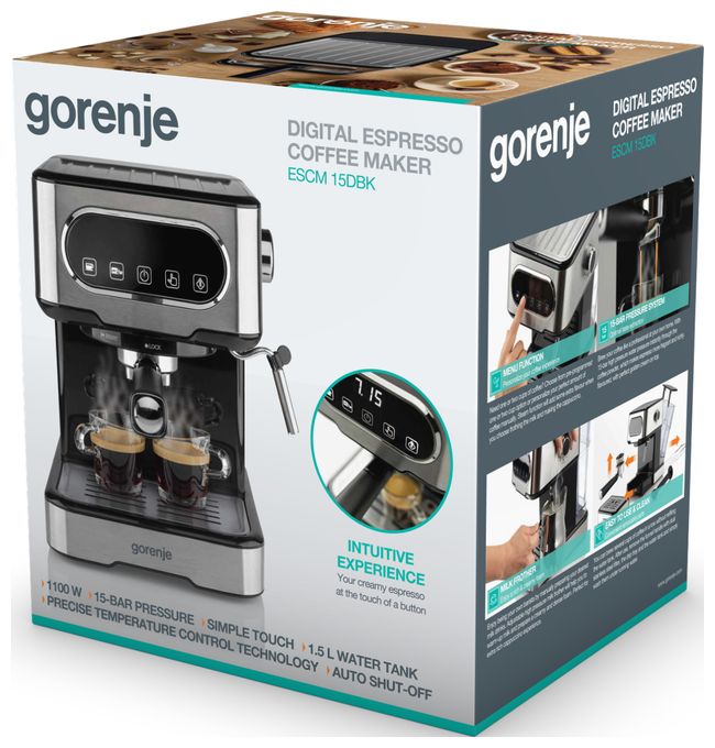 Siebträger Kaffeemaschine 15 bar  ESCM15DBK (Schwarz, Edelstahl) 