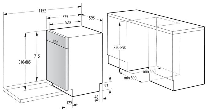 60 cm Geschirrspüler unterbaufähig Leise 14 Maßgedecke aquaStop Funktion Restwärme GU642C90W 