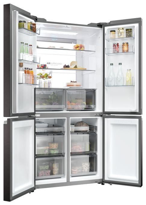Side-by-Side Kühl-/ Gefrierkombination 422 l / 220 l 226 kWh NoFrost 1905 mm x 908 mm  HCR79F19CNMD (Platin, Edelstahl) 