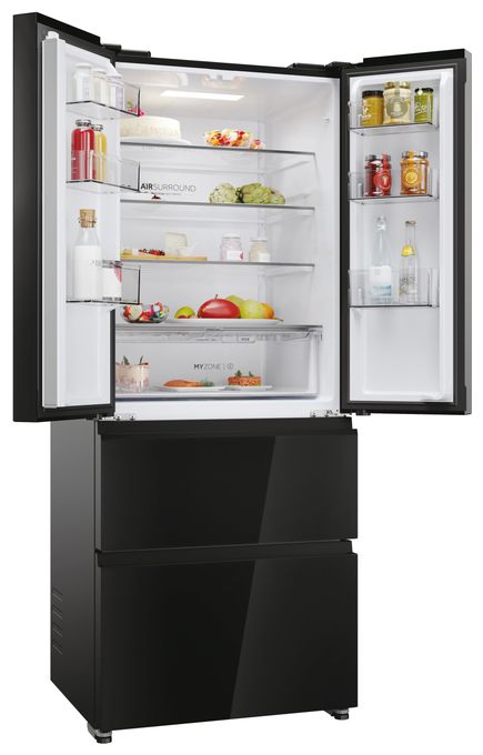 Side-by-Side Kühl-/ Gefrierkombination 262 l / 140 l 287 kWh NoFrost 1775 mm x 700 mm  HFR3718ENGB (Schwarz) 