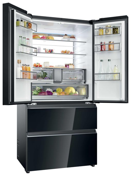 Side-by-Side Kühl-/ Gefrierkombination 449 l / 254 l 293 kWh NoFrost 1900 mm x 905 mm  HFR79F19DFGB (Schwarz) 