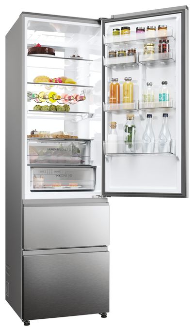 289 l / 125 l Kühl-Gefrierkombi freistehend NoFrost 120 kWh Jahr  HTW7620ANMG (Edelstahl) 