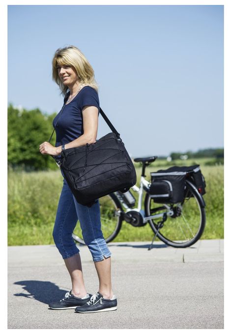 Fahrrad-Gepäcktasche für Gepäckträger, 3-teilig, Schwarz 