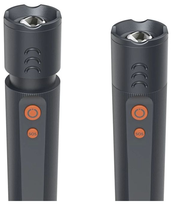 LED-Taschenlampe "FLX350", Batterien, stoßfest, Aluminium, 4 Modi+SOS, Zoom 