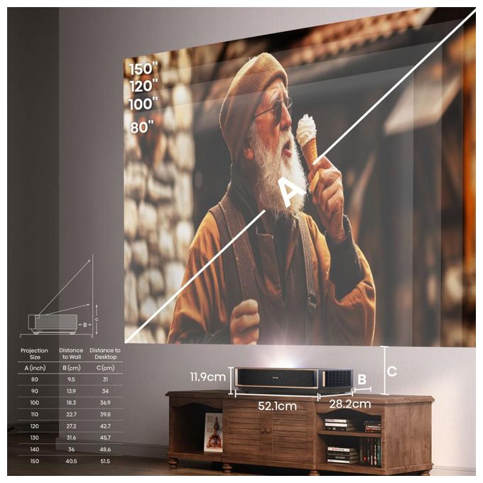 UHD 4K (3840x2160) Laser Ultra-Short-Throw-Projektor  PT1 GMG 4K Smart Laser Cinema (Schwarz) 