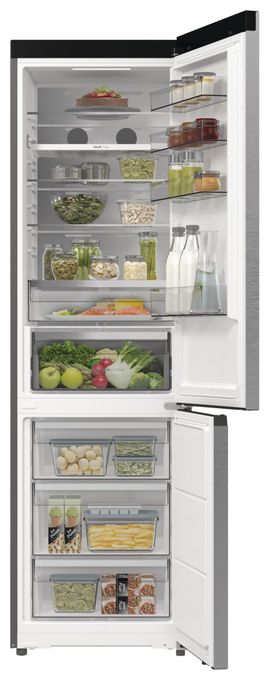 253 l / 130 l Kühl-Gefrierkombi freistehend NoFrost 116,25 kWh Jahr (Grau, Edelstahl, Dunkles Grau) RB5P410SACA 