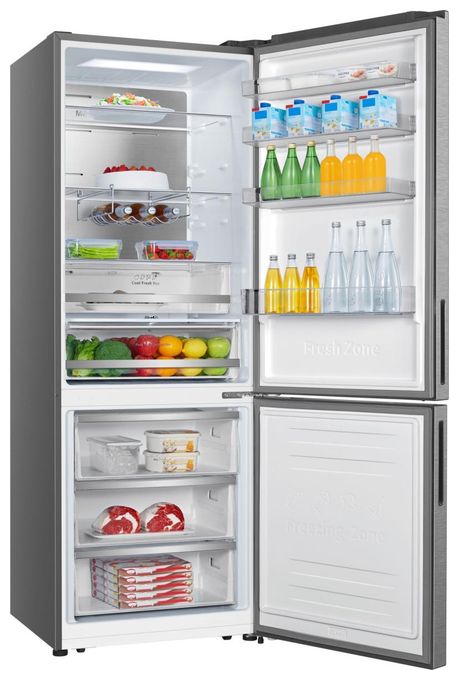 345 l / 150 l Kühl-Gefrierkombi freistehend NoFrost 152 kWh Jahr  RB645N4BIB (Grau, Edelstahl) 