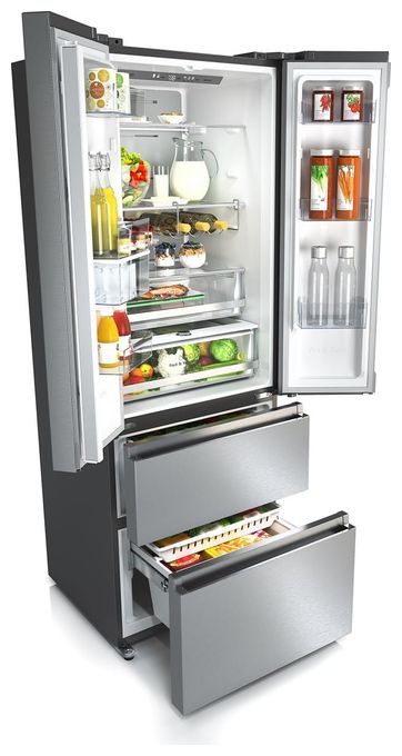 Side-by-Side Kühl-/ Gefrierkombination French Door 336 l / 149 l 295 kWh NoFrost 2000 mm x 700 mm  RF632N4WIE (Grau, Edelstahl) 