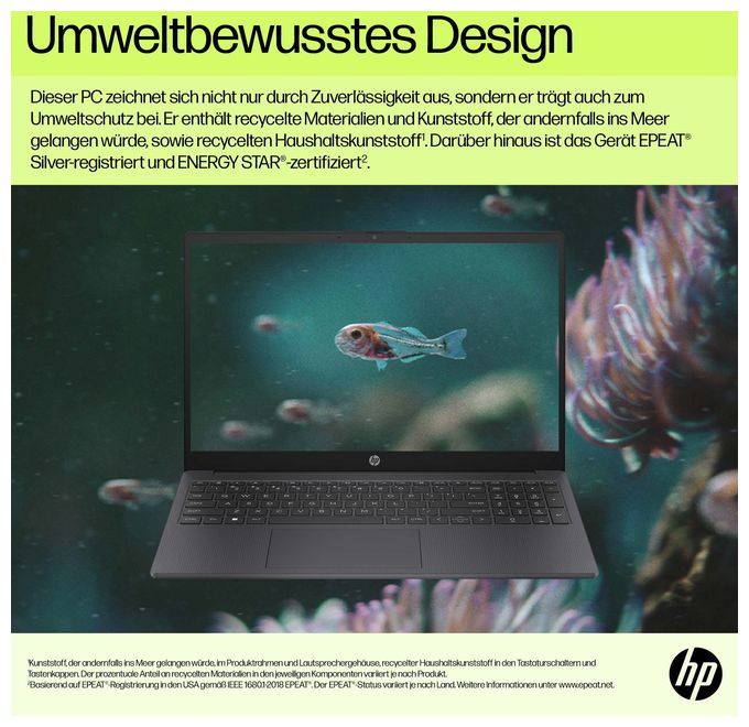 Full HD Notebook 39,6 cm (15.6 Zoll) 1920 x 1080 Pixel 4 GB Ram 128 GB UFS Windows 11 Home in S mode Intel® N max. 3,4 GHz  15-fd0511ng (Silber) 