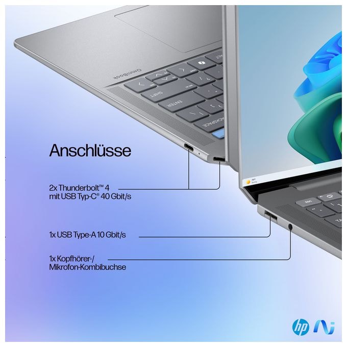 2K Ultra HD Notebook 35,6 cm (14 Zoll) 2240 x 1400 Pixel 1 TB SSD Windows 11 Home AMD Ryzen 9 max. 5 GHz  OmniBook Ultra 14-fd0094ng (Silber) 
