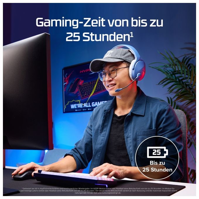 Over Ear Bluetooth Kopfhörer kabellos USB Typ-A  Cloud Jet Wireless Gaming-Headset (Schwarz) 