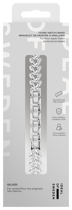 Armband 10 mm Apple Watch 42/44/45/46/49  Delicate Chain Watch Band (Silber) 
