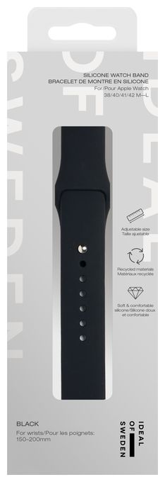 Armband 20 mm Apple Watch 42/44/45/46/49 - M/L  IDSWB-4249-ML-01 (Schwarz) 