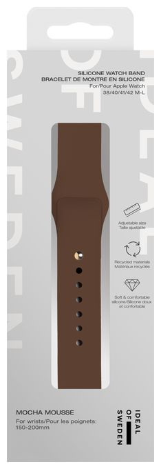 Armband 20 mm Apple Watch 38/40/41/42 (Series10) - M/L  Silicone Watch Band (Braun) 