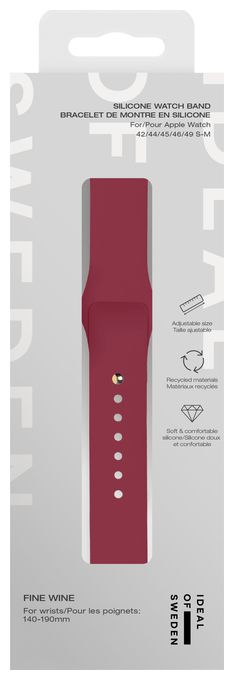 Armband S/M 20 mm Apple Watch 42/44/45/46/49  Silicone Watch Band (Rot) 