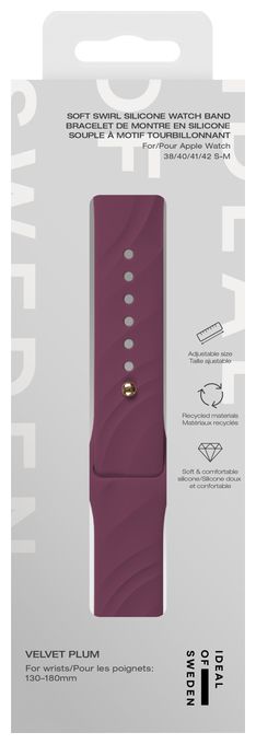 Armband 20 mm Apple Watch 38/40/41/42 (Series10) - S/M  Soft Swirl Silicone Watch Band (Violett) 