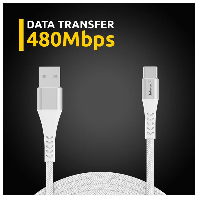 0,48 Gbit/s Stecker USB A auf USB C bis 60 W 1,5 m  7901102 (Weiß) 