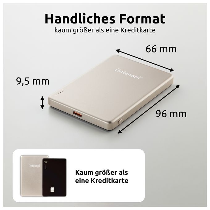 MW5000 Magnetische Powerbank 5000 mAh – MagSafe kompatibel, Wireless Charging 15W, USB-C PD 20W, Flach & Kompakt – Geprüft in Deutschland – Champagner 