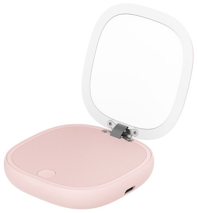 4000 mAh Powerbank USB Typ-C Kabelloses Laden  Schminkspiegel mit (Rose) 