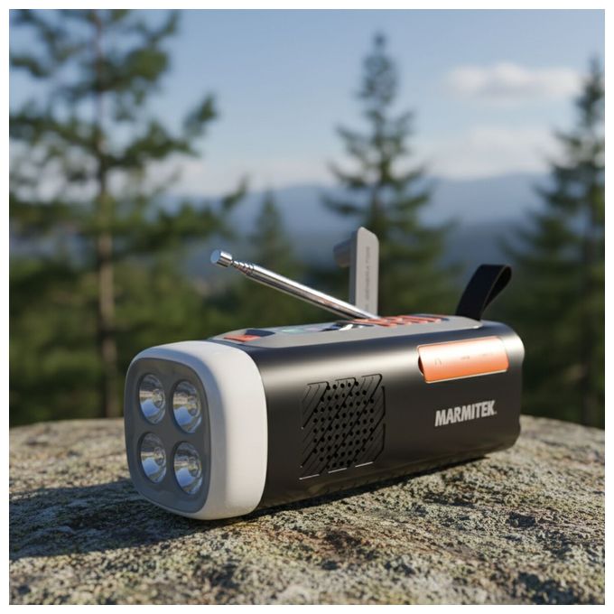 Bluetooth DAB, DAB+, FM Radio Tragbar IPX3  RESQ200 Kurbelradio (Schwarz) 