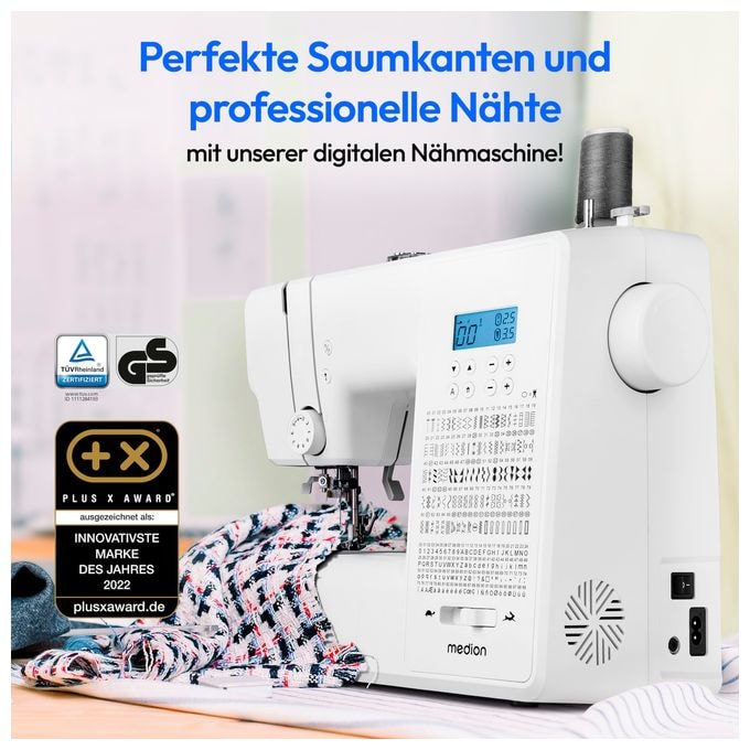LIFE® Digitale Nähmaschine SD36 (MD11881) einstellbare Stichlänge und Stichbreite, 270 Stichmuster, Integriertes Zubehörfach, 36 Watt Motorleistung 