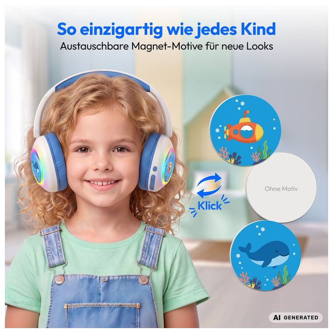 Bluetooth Kopfhörer kabelgebunden/kabellos USB Typ-C  LIFE HE-1 (Weiß/Blau) 