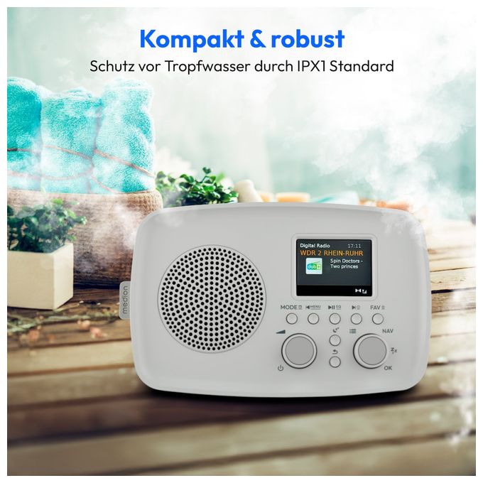 Bluetooth DAB+, FM Radio Persönlich IPX1  Life MD89288 (Grau) 